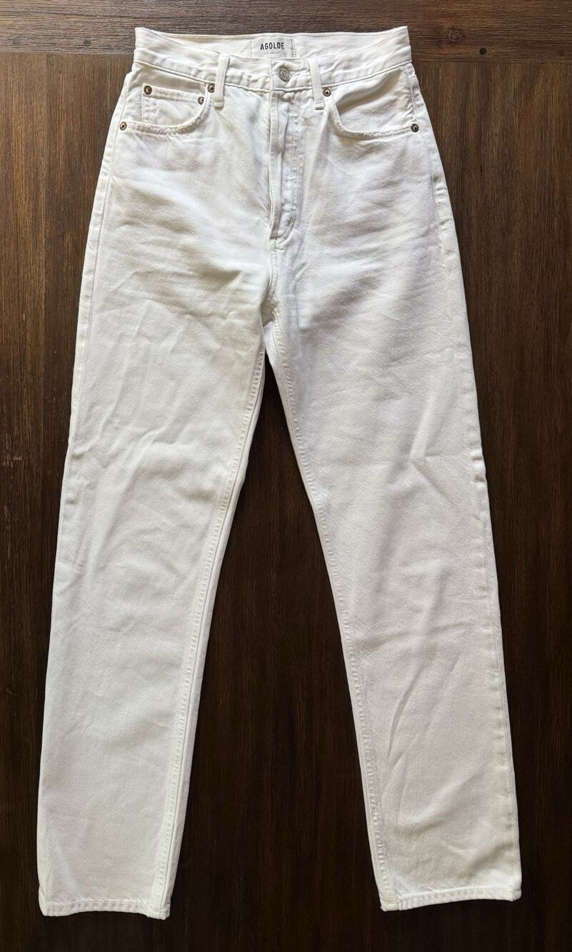 AGOLDE 90's Pinch Waist High Rise Straight Jeans White Marshmallow 24 Button Fly